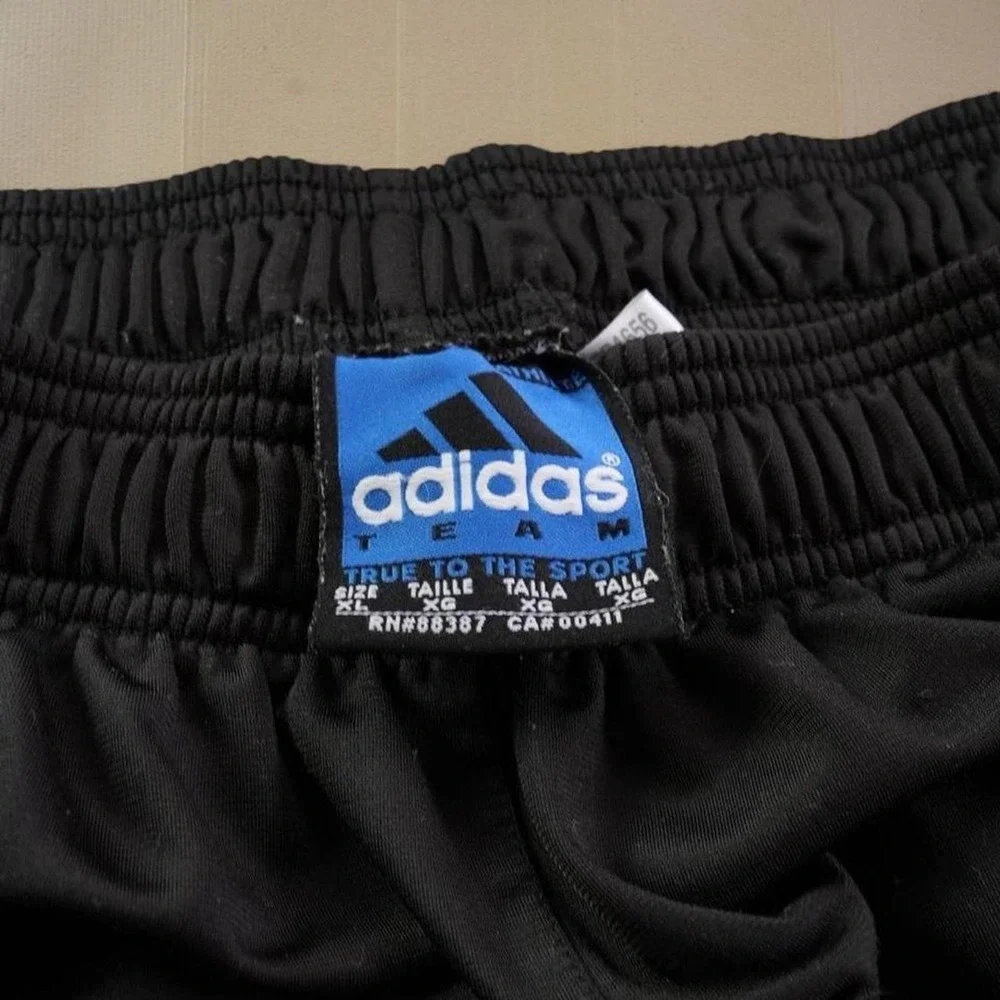 Adidas Vtg Pants Mens Sz XL Black White Track Wide Leg Elastic Waist Basketball